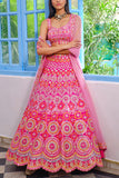 Aneesh Agarwaal Fuchsia pink silk lehenga set Online Shopping