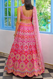 Aneesh Agarwaal Fuchsia pink silk lehenga set Online Shopping