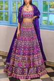 Aneesh Agarwaal Purple silk lehenga set Online Shopping