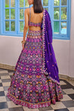 Aneesh Agarwaal Purple silk lehenga set Online Shopping