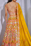 Aneesh Agarwaal Yellow embroidered silk lehenga set Online Shopping