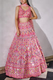 Aneesh Agarwaal Pink embroidered lehenga set Online Shopping