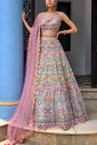 Aneesh Agarwaal Aqua embroidered lehenga set Online Shopping