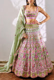 Aneesh Agarwaal Sage green floral lehenga set Online Shopping