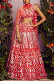 Aneesh Agarwaal Coral foil appliqued lehenga set Online Shopping