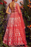 Aneesh Agarwaal Coral foil appliqued lehenga set Online Shopping