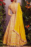 Aneesh Agarwaal Yellow foil applique lehenga set Online Shopping