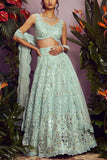 Aneesh Agarwaal Mint green embellished lehenga set Online Shopping