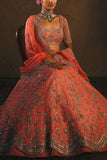 Anushree Reddy Peach embroidered lehenga set Online Shopping