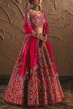 Anushree Reddy Red embroidered organza lehenga set Online Shopping