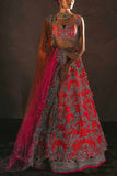 Anushree Reddy Orange raw silk lehenga set Online Shopping