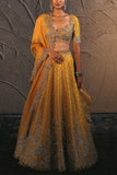 Anushree Reddy Mustard yellow raw silk lehenga set Online Shopping