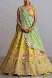 Anushree Reddy Yellow and sea green lehenga set Online Shopping