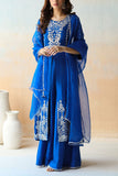 Aman Takyar Blue embroidered kurta and sharara set Online Shopping