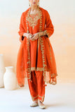 Aman Takyar Orange embroidered kurta set Online Shopping