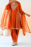 Aman Takyar Orange embroidered kurta set Online Shopping