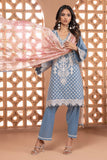 Khaadi Cambric | Embroidered | Fabrics 3 Piece BCA240405 L Blue Online Shopping