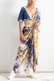 Bohame Multicoloured tie & dye sari set Online Shopping