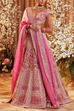 Jigar and Nikita Pink embroidered bridal lehenga set Online Shopping