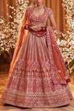 Jigar and Nikita Burnt orange lehenga set Online Shopping