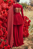 Bhumika Sharma Red peplum and flared pants set Online Shopping