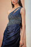 Bohame Blue draped gown Online Shopping