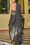 Bohame Black draped sari set Online Shopping