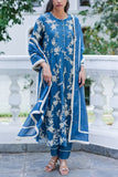 Summer by Priyanka Gupta Ambar blue floral embroidered kurta set Online Shopping