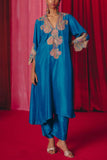 Mrunalini Rao Ananda blue floral embroidered kurta set Online Shopping