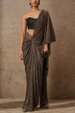 Tarun Tahiliani Antique gold embellished concept sari set Online Shopping