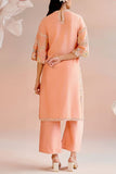 Chandrima Apricot floral embroidered kurta set Online Shopping