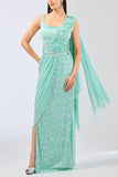 Rabani and Rakha Aqua floral embroidered pre-draped sari set Online Shopping