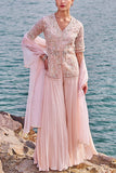 Nidhika Shekhar Baby pink embellished jacket and sharara set Online Shopping