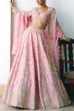 Mrunalini Rao Baby pink floral embroidered lehenga set Online Shopping