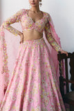 Mrunalini Rao Baby pink floral embroidered lehenga set Online Shopping