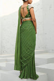 Chamee and Palak Basil green sequin embellished draped sari set Online Shopping