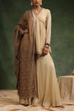 Charu Makkar Beige and brown embroidered kurta sharara set Online Shopping