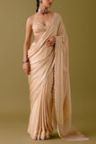 Devnaagri Beige embroidered sari set Online Shopping