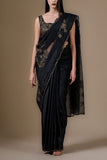 Peachoo Black and gold embroidered sari Online Shopping