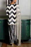 Payal Singhal Black and white chevron kurta set Online Shopping