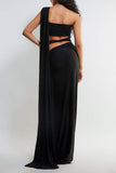 Deme By Gabriella Black asymmetric pre-draped sari set Online Shopping