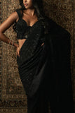 Jigar and Nikita Black bead embroidered sari set Online Shopping