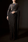 Itrh Black crystal pre-stitched sari set Online Shopping