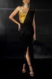 Nikhil Thampi Black diamond stringed pre-draped sari set Online Shopping