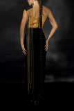 Nikhil Thampi Black diamond stringed pre-draped sari set Online Shopping