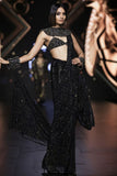 Itrh Black Egyptian crystal pre-stitched sari set Online Shopping