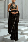 Chamee and Palak Black embellished pre-draped sari set Online Shopping