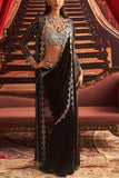 Seema Thukral Black embellished sari and jacket set Online Shopping