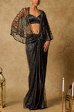 Masumi Mewawalla Black embroidered cape sari set Online Shopping