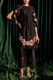 Chandrima Black floral applique kurta set Online Shopping